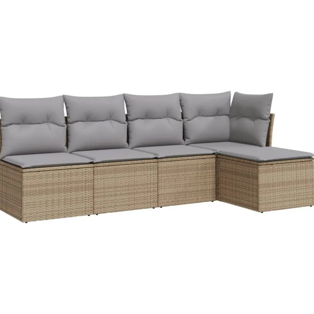 Mobilier De Jardin-vidaXL Salon de jardin avec coussins 5 pcs beige résine tressée beige et gris