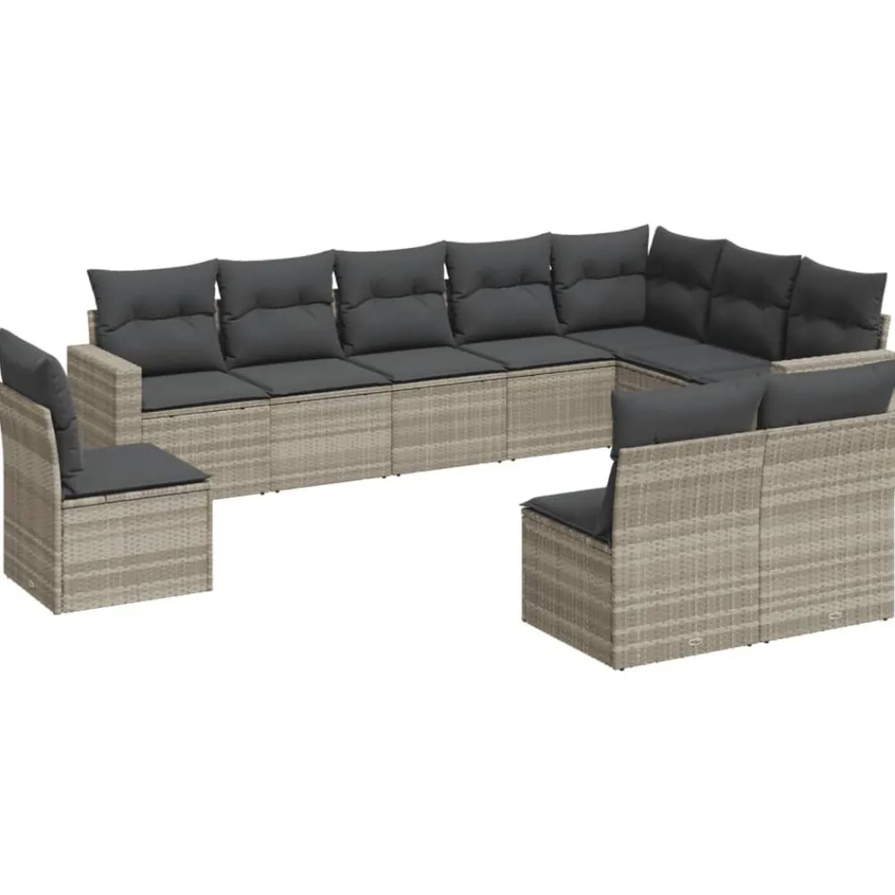 vidaXL Salon de jardin avec coussins 10 pcs résine tressée