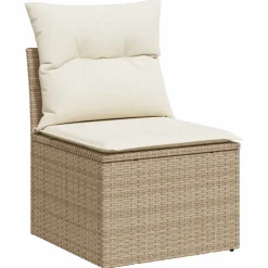 vidaXL Salon de jardin avec coussins 7 pcs beige résine tressée