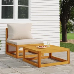vidaXL Salon de jardin avec coussins 2 pcs bois massif acacia