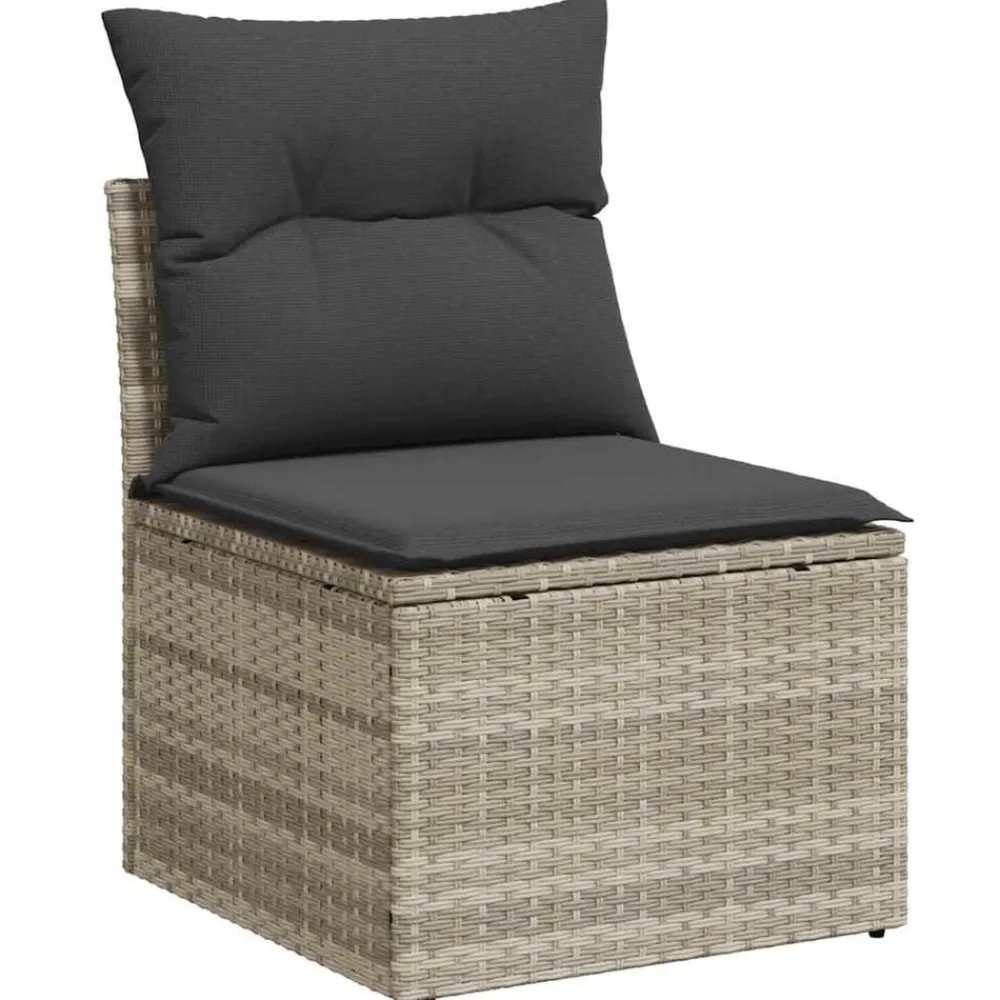 Mobilier De Jardin-vidaXL Salon de jardin avec coussins 7 pcs résine tressée Gris clair