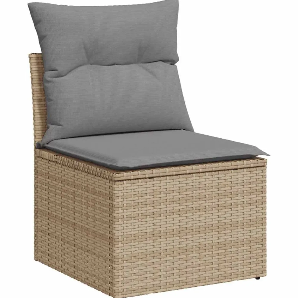 vidaXL Salon de jardin avec coussins 8 pcs beige résine tressée