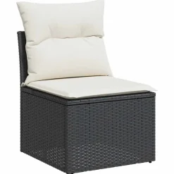 vidaXL Salon de jardin avec coussins 7 pcs noir résine tressée acacia