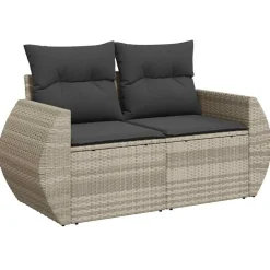 vidaXL Salon de jardin avec coussins 10 pcs résine tressée