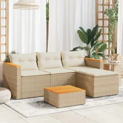 Mobilier De Jardin-vidaXL Salon de jardin avec coussins 3 pcs résine tressée Beige