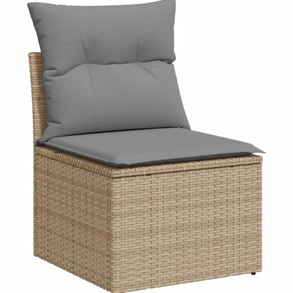 Mobilier De Jardin-vidaXL Salon de jardin avec coussins 5 pcs beige résine tressée beige et gris