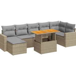 Mobilier De Jardin-vidaXL Salon de jardin avec coussins 8 pcs beige résine tressée beige et gris clair