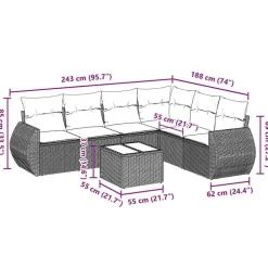 vidaXL Salon de jardin avec coussins 7 pcs résine tressée