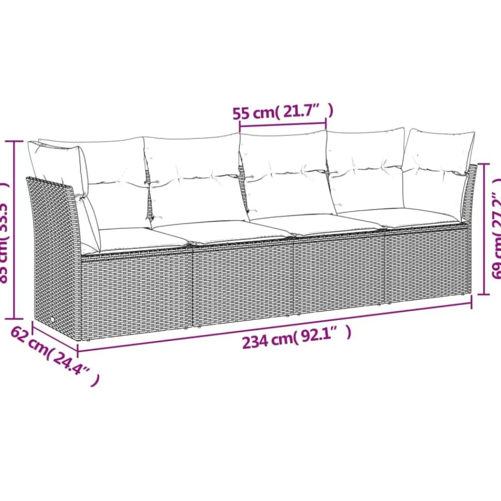 vidaXL Salon de jardin avec coussins 4 pcs beige résine tressée