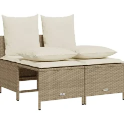 vidaXL Salon de jardin avec coussins 4 pcs beige résine tressée