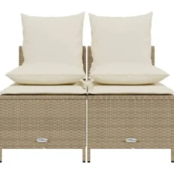 vidaXL Salon de jardin avec coussins 4 pcs beige résine tressée