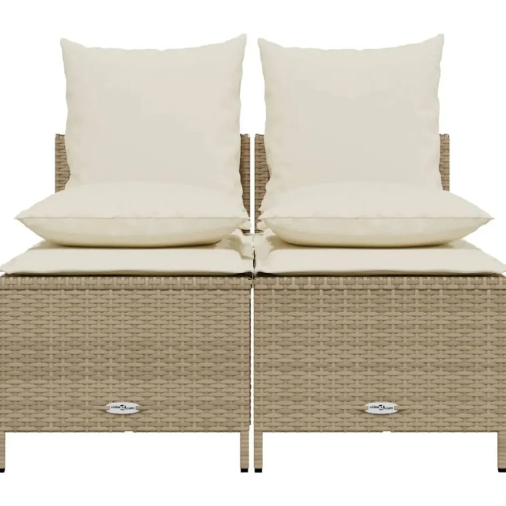 vidaXL Salon de jardin avec coussins 4 pcs beige résine tressée