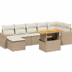 Mobilier De Jardin-vidaXL Salon de jardin avec coussins 8 pcs beige résine tressée beige et crème