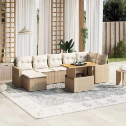 Mobilier De Jardin-vidaXL Salon de jardin avec coussins 8 pcs beige résine tressée beige et cr&egrave;me