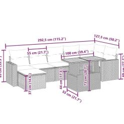 Mobilier De Jardin-vidaXL Salon de jardin avec coussins 8 pcs beige résine tressée beige et crème