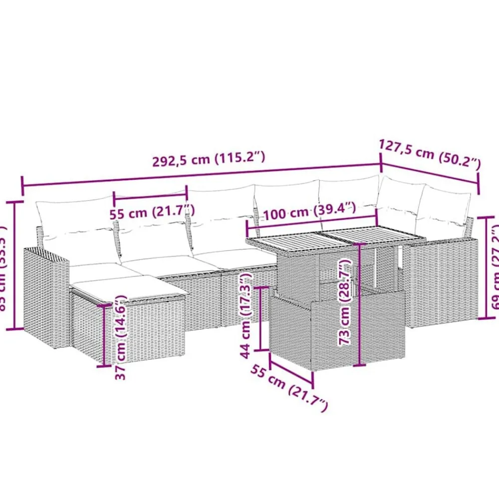 Mobilier De Jardin-vidaXL Salon de jardin avec coussins 8 pcs beige résine tressée beige et crème