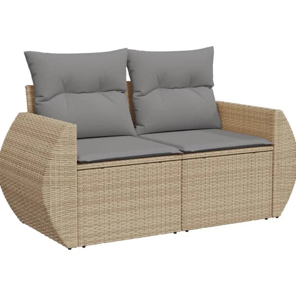 Mobilier De Jardin-vidaXL Salon de jardin avec coussins 10 pcs beige résine tressée beige et gris