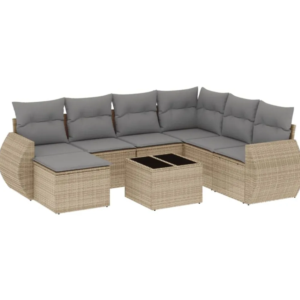 Mobilier De Jardin-vidaXL Salon de jardin avec coussins 8 pcs beige résine tressée beige et gris