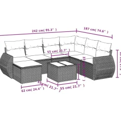 Mobilier De Jardin-vidaXL Salon de jardin avec coussins 8 pcs beige résine tressée beige et gris