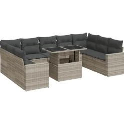 vidaXL Salon de jardin avec coussins 10 pcs résine tressée