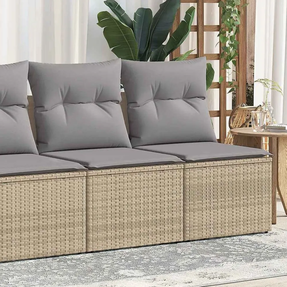 Mobilier De Jardin-vidaXL Salon de jardin avec coussins 2 pcs beige résine tressée acacia beige et gris