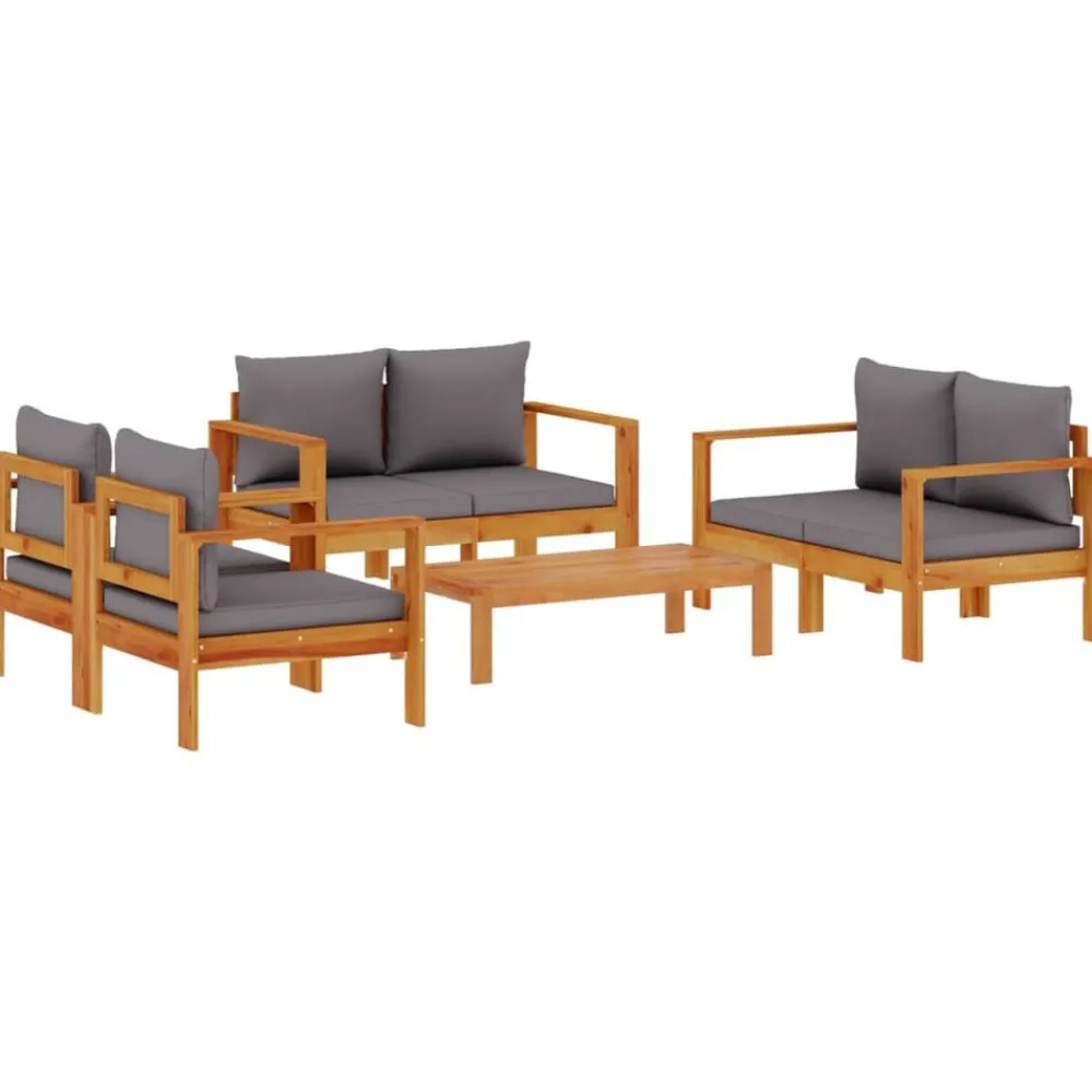 Mobilier De Jardin-vidaXL Salon de jardin avec coussins 5 pcs Bois d'acacia solide Gris foncé