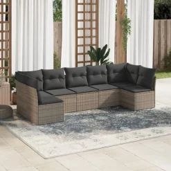 vidaXL Salon de jardin avec coussins 7 pcs résine tressée