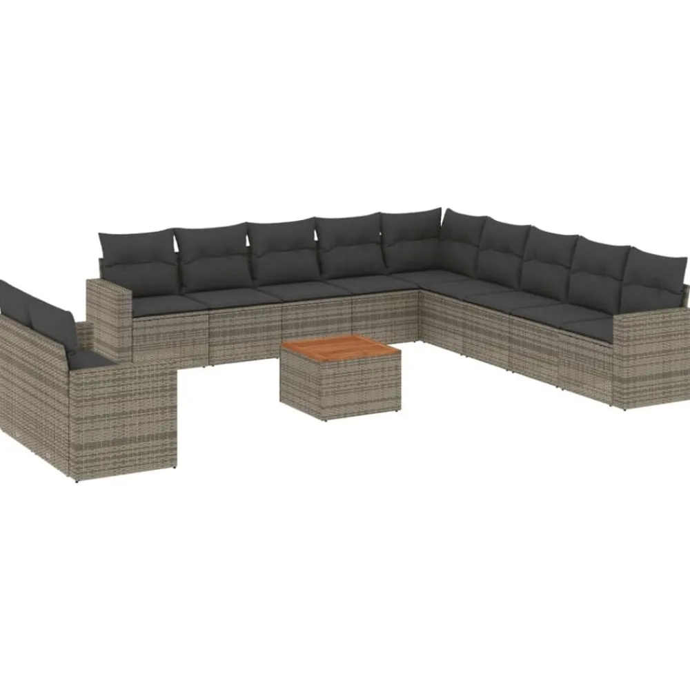 Mobilier De Jardin-vidaXL Salon de jardin avec coussins 12 pcs résine tressée Gris