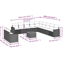 Mobilier De Jardin-vidaXL Salon de jardin avec coussins 12 pcs résine tressée Gris