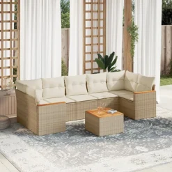 vidaXL Salon de jardin avec coussins 8 pcs résine tressée