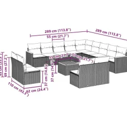 Mobilier De Jardin-vidaXL Salon de jardin avec coussins 14 pcs noir résine tressée Noir et crème