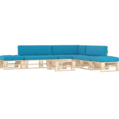 vidaXL Salon de jardin palette 6pcs avec coussins Bois de pin imprégné