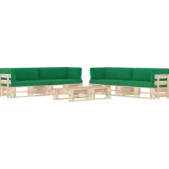 vidaXL Salon de jardin palette 6pcs avec coussins Bois de pin imprégné