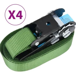 vidaXL Sangles d’arrimage à cliquet 4 pcs 800 daN 6 m Vert