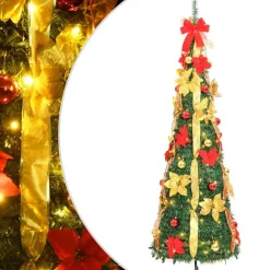 vidaXL Sapin de Noël artificiel escamotable 50 LED vert 120 cm