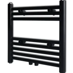 Appareils Électroménagers-vidaXL Sèche-serviettes eau chaude à rails droits 480 x 480 mm Noir