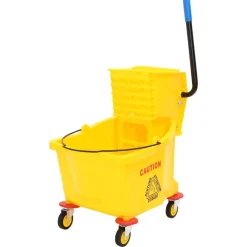 Chariots D'Entretien-vidaXL Seau à serpillière avec essoreuse et roues jaune 36 L PP