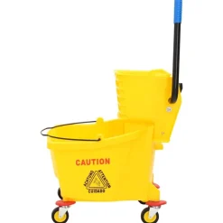 Chariots D'Entretien-vidaXL Seau à serpillière avec essoreuse et roues jaune 36 L PP
