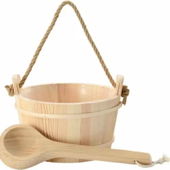 vidaXL Seau de Sauna 2 pcs Marron Bois de pin massif et chanvre