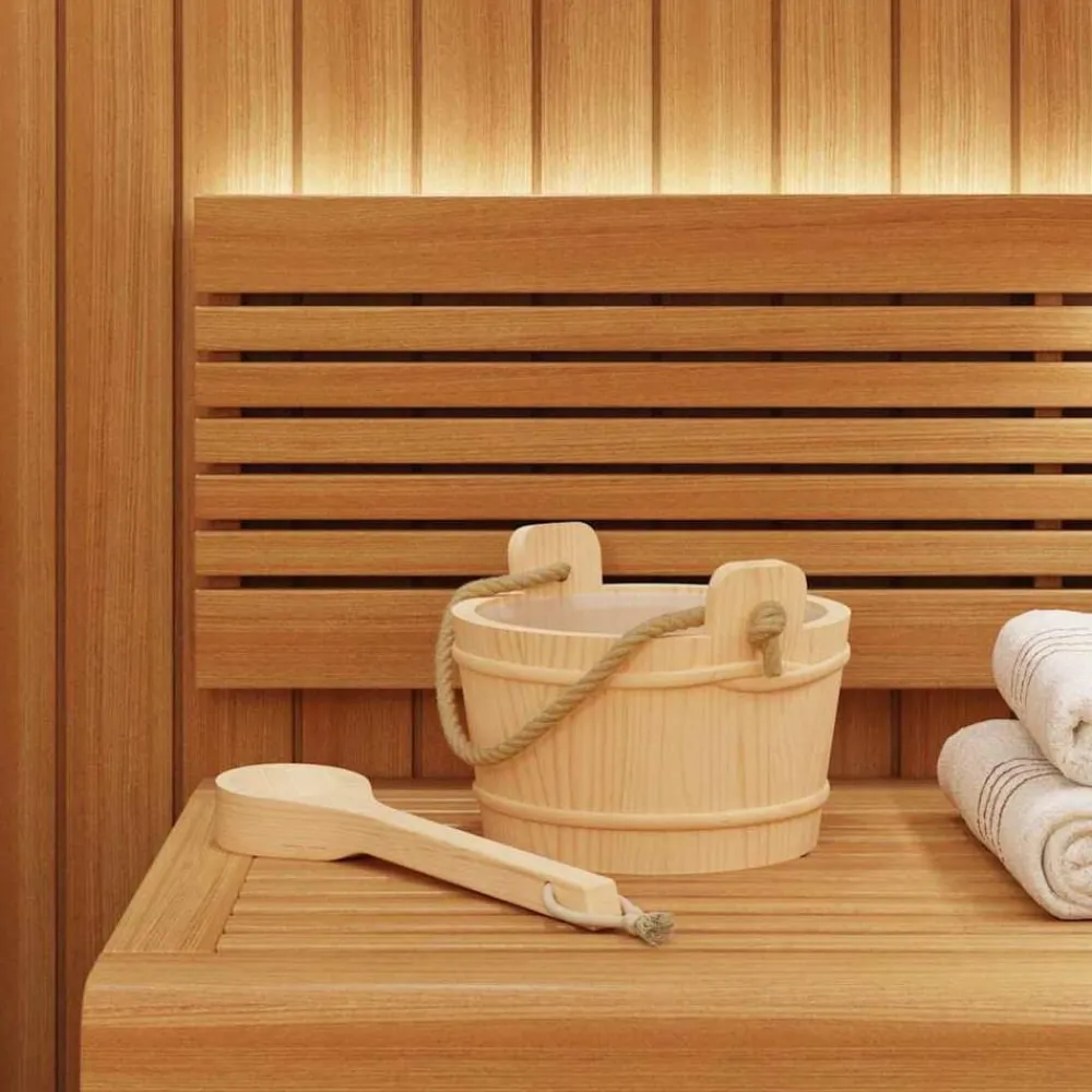 vidaXL Seau de Sauna 2 pcs Marron Bois de pin massif et chanvre