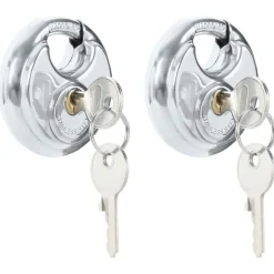 vidaXL Serrures Discus avec Clés 2 pcs Argenté 6 x 2.3 x 6 cm