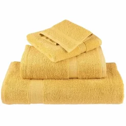 Linge-vidaXL Serviette Invité SOLUND 2 pcs 15 x 21 cm 550 gsm Doré