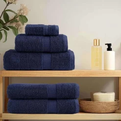 Linge-vidaXL Serviette Invité SOLUND 2 pcs 15 x 21 cm 550 gsm Bleu marine