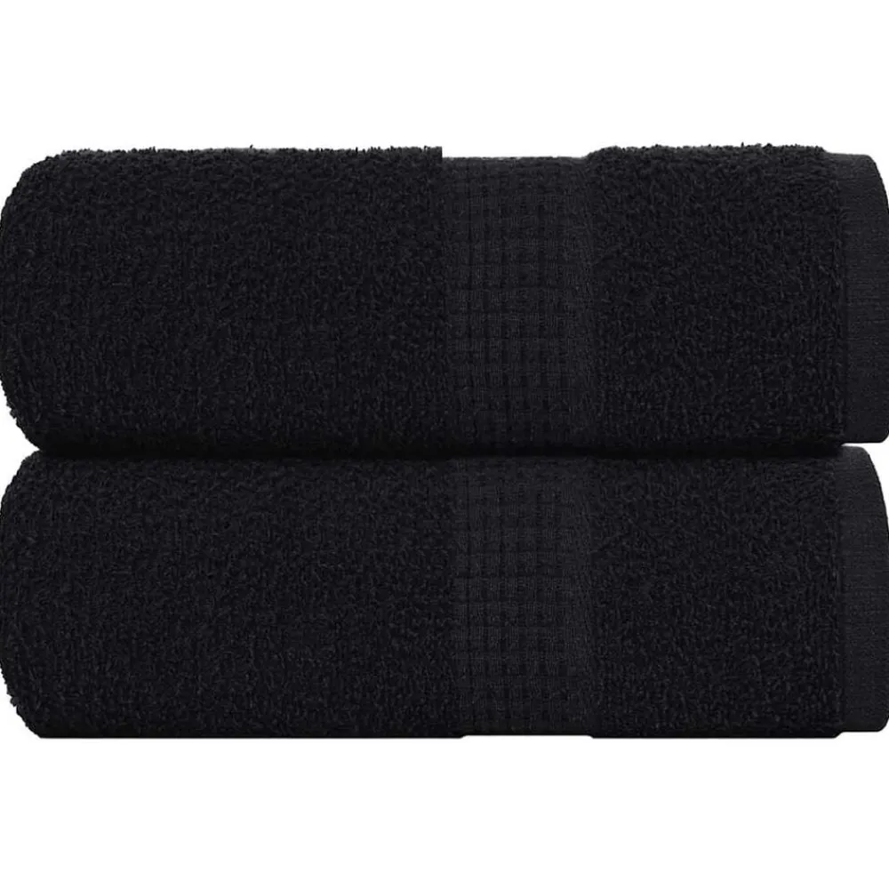 Linge-vidaXL Serviettes de toilette FROGN 2 pièces 30x30 cm 360 g/m² Noir