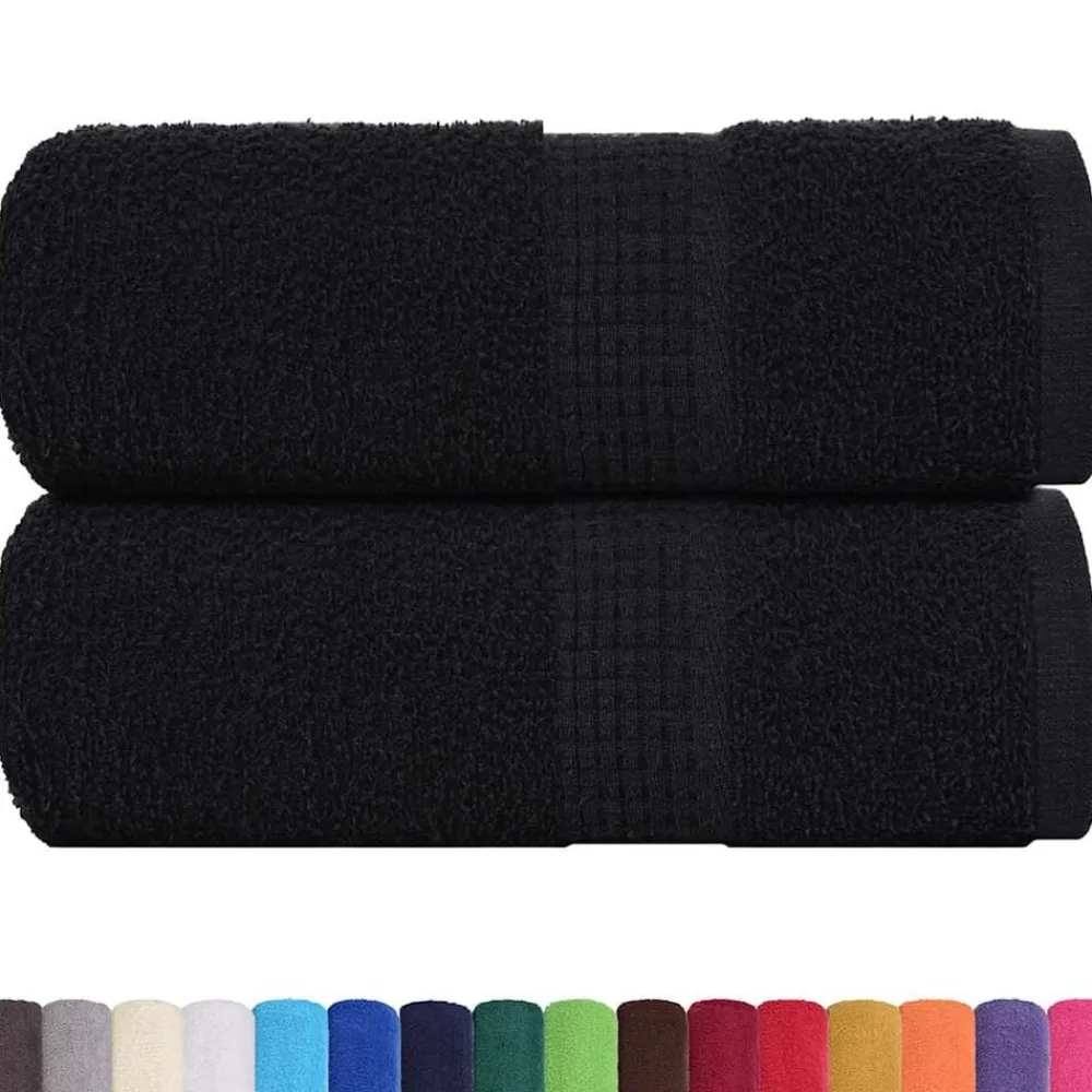 Linge-vidaXL Serviettes de toilette FROGN 2 pièces 30x30 cm 360 g/m² Noir
