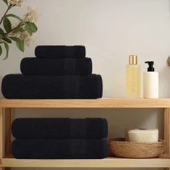Linge-vidaXL Serviettes de toilette FROGN 2 pièces 30x30 cm 360 g/m² Noir