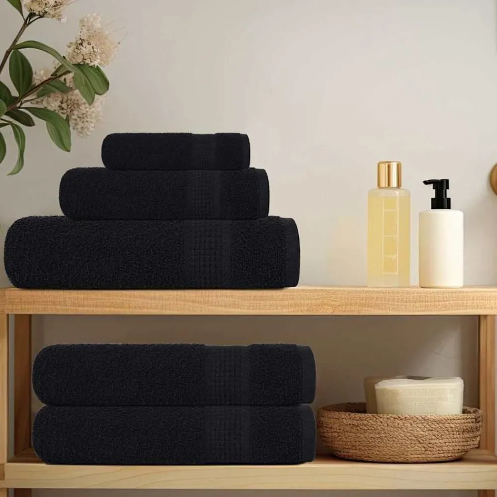 Linge-vidaXL Serviettes de toilette FROGN 2 pièces 30x30 cm 360 g/m² Noir