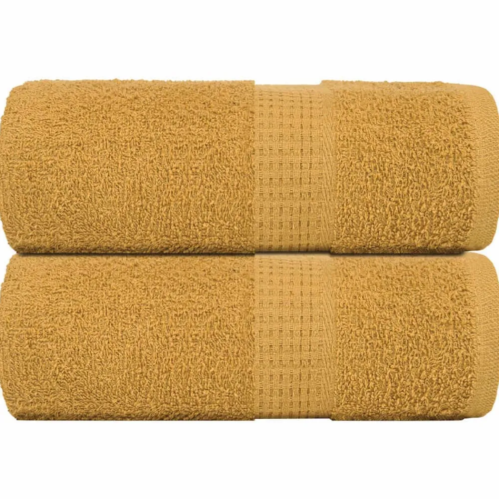 Linge-vidaXL Serviettes de toilette FROGN 2 pièces Or 30x30 cm 360 g/m² Doré