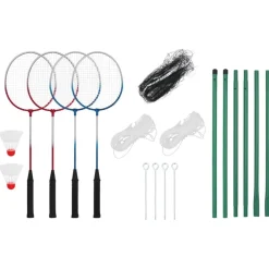 vidaXL Set de badminton avec 4 raquettes et filet 620x151 cm