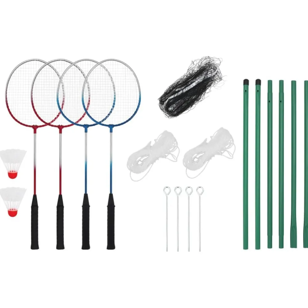vidaXL Set de badminton avec 4 raquettes et filet 620x151 cm